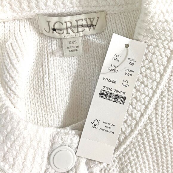 J Crew Button-up Sweater Shell Vest Size XXS White Cotton Snaps Nautical Preppy - Picture 3 of 6